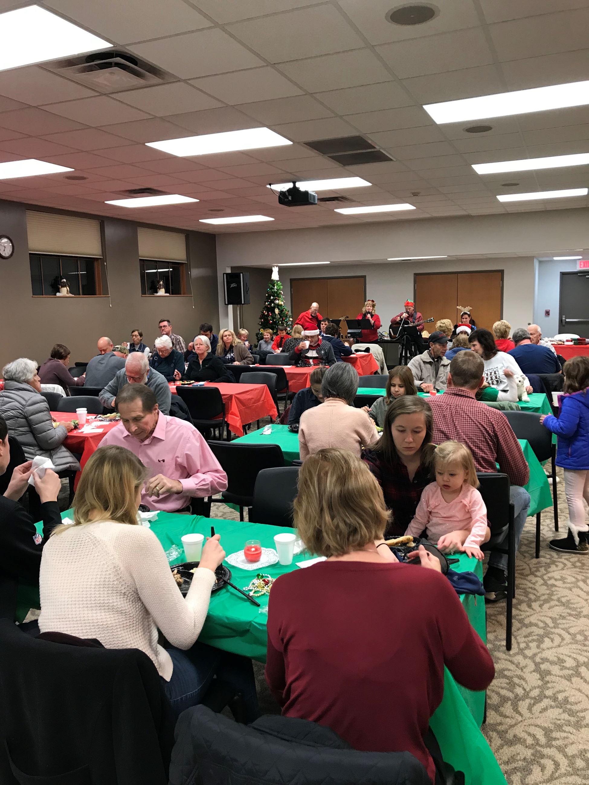Families enjoying the Christmas dinner