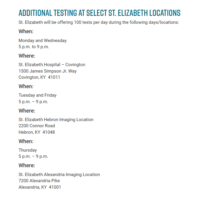 St E COVID Testing